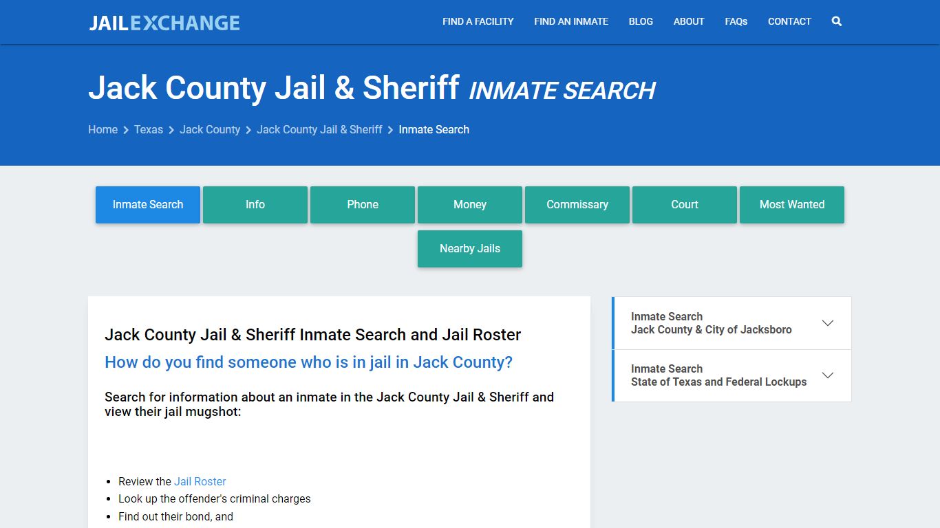 Inmate Search: Roster & Mugshots - Jack County Jail & Sheriff, TX